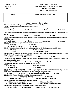 Đề kiểm tra học kì II môn Vật lý Lớp 8 - Năm học 2019-2020 (Có đáp án chi tiết)